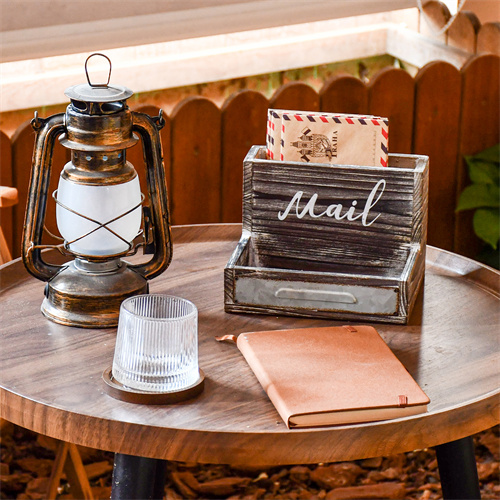 Wood Tabletop Mail Organizer & Key Holder Storage Tray